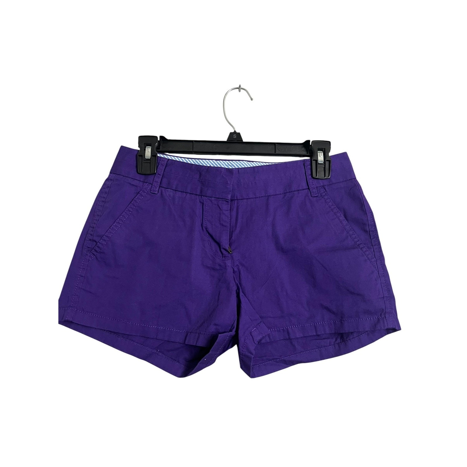 J.Crew Chino Shorts Womens 00 Purple Twill Flat Front Pockets Casual Summer Nwt